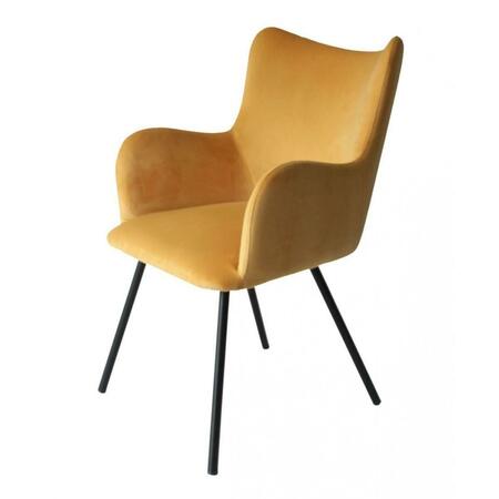 GFANCY FIXTURES Yellow Curvy Velvet & Black Modern Dining Chair GF3091931
